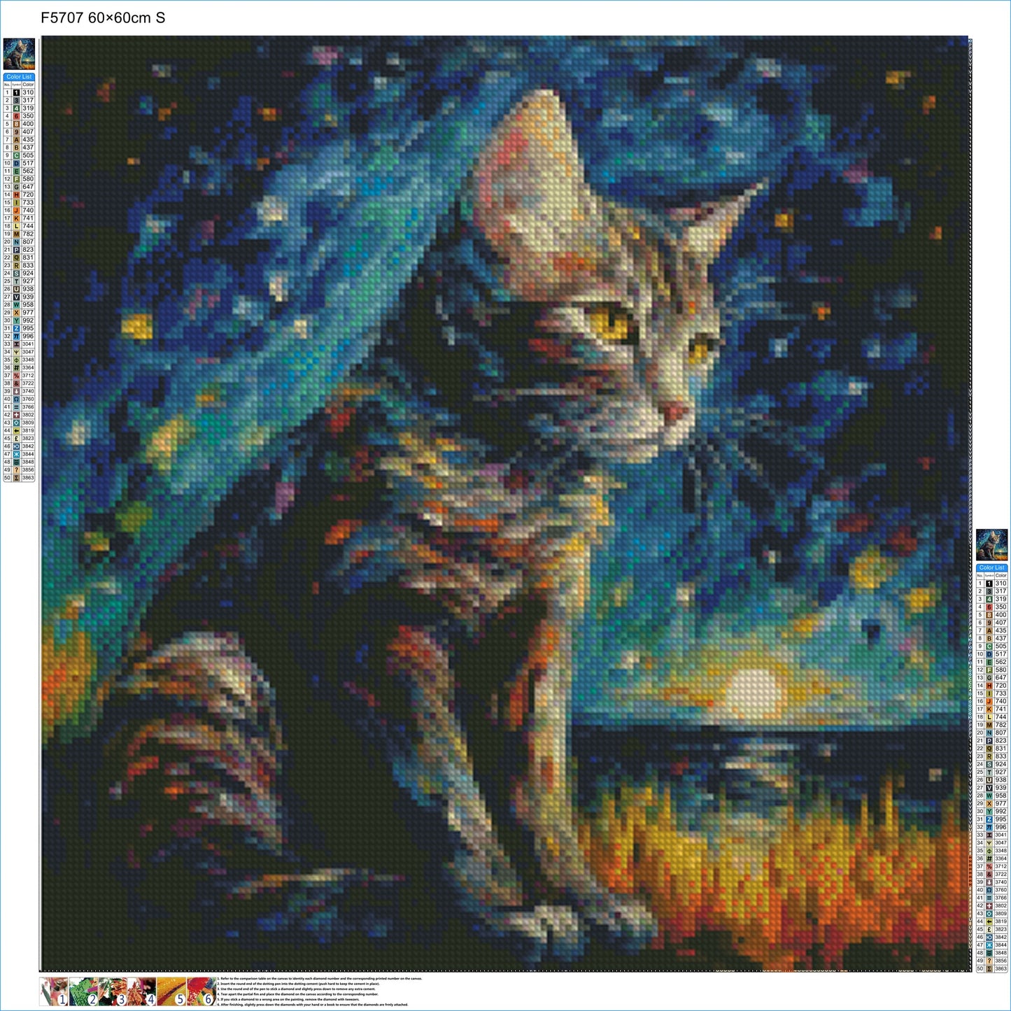 Glitzy Kitty Canvas - Diamond Kit - Painted Memory