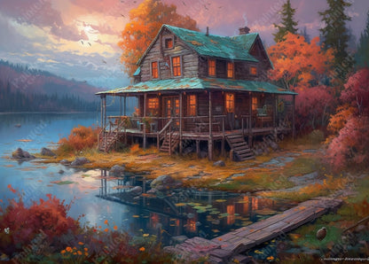 Old House at Dusk - Diamond Kit - Painted Memory