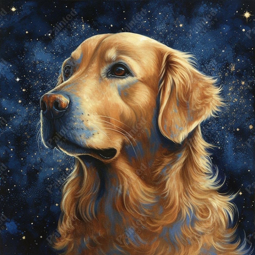 Starry Night Golden Retriever - Diamond Kit - Painted Memory