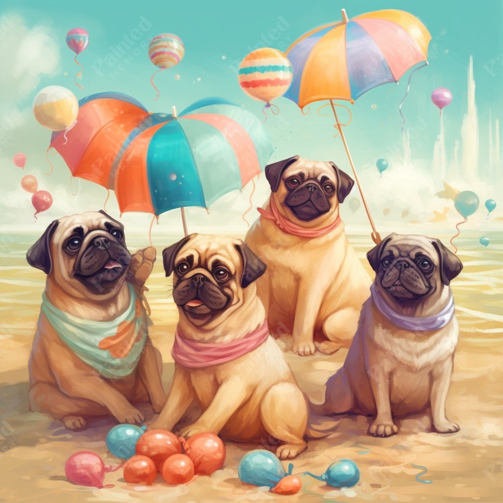 Sudsy Pug Soirée - Diamond Kit - Painted Memory