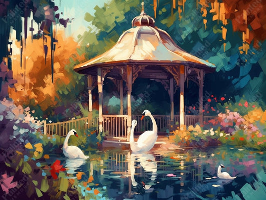 Swan Lake Gazebo - Diamond Kit - Painted Memory